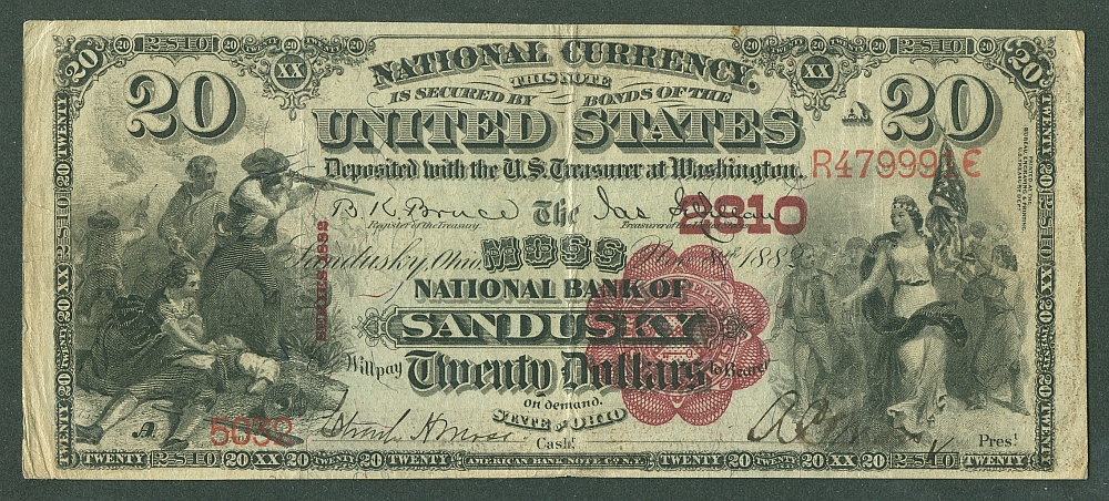 Sandusky, Ohio, 1882BB $20, Fr.493, Ch.#2810, Moss NB